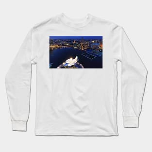 Singapore Skyline & ArtScience Museum from SkyPark at Night Long Sleeve T-Shirt